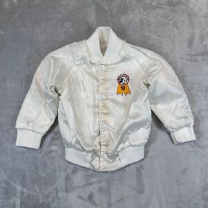 Chalk Line Varsity Jacket Kids 2 White Mickey Mouse Game Day Vintage Satin‎ Snap